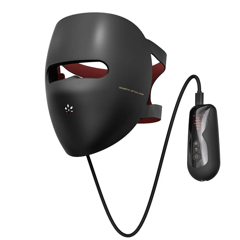 Rechargeable LED Face and Neck Mask with Red Light, Brown or Black