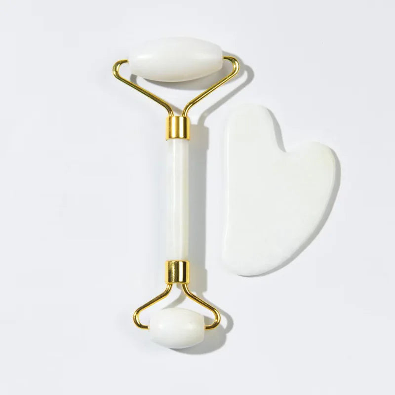 Jade Roller and Gua Sha Set Jade Facial Roller Massager Green Wind Jade Manual