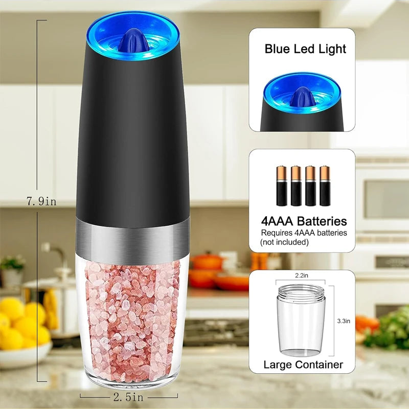 Stainless Steel Automatic Gravity Pepper Shakers One Hand Adjustable Spice Salt Pepper