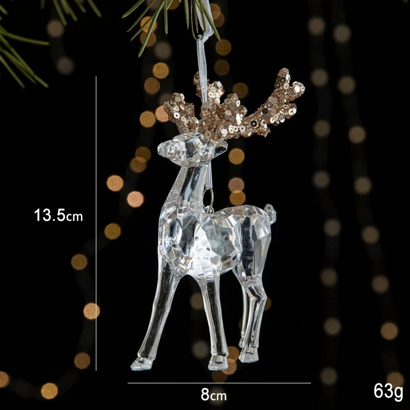 Christmas Ornaments Sequins Acrylic Transparent Snowflake Pendant Hanging Decor Christmas