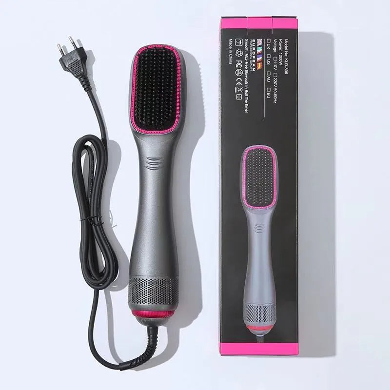 Professional Ionic Hot Air Brush 2-in-1 Hair Dryer Straightener Styler for Middle East