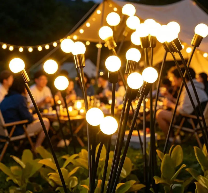 Outdoor Solar Light Patio Lamp Firefly Light White Ball Sway String Light Stake Lamp
