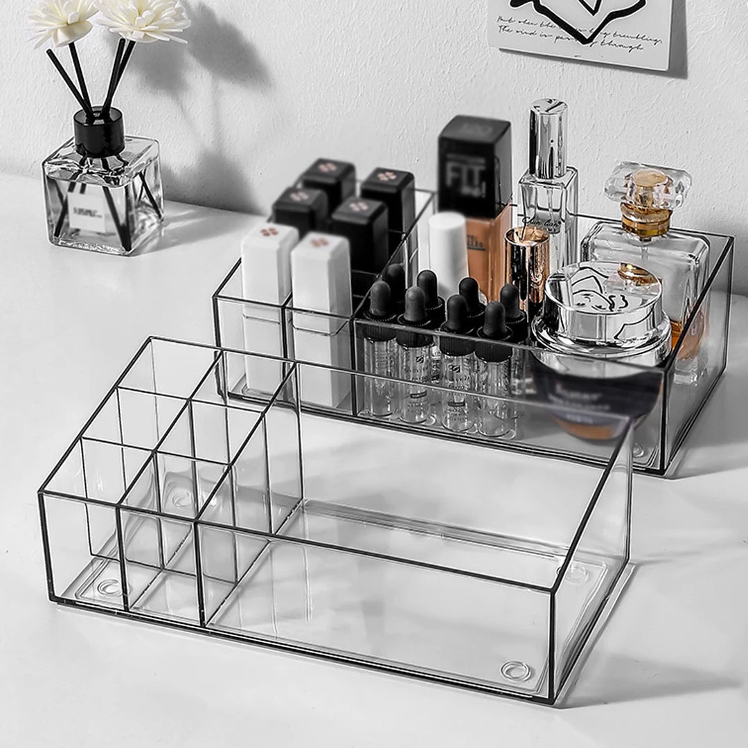 Clear Acrylic 2-Layer Lipstick Storage Box-Sustainable Portable Rectangular Organizer