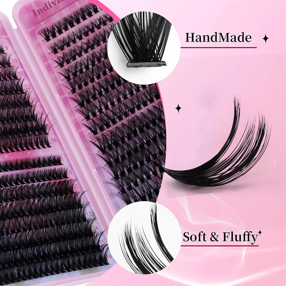 Cluster Lashes Individual Eyelashes DIY Segment Lashes Cluster Kit With Bond and Seal