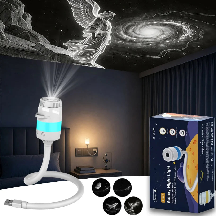 Popular Bedroom 2-in-1 Night Light Mini Galaxy Star Projector Kids Room Starry Sky