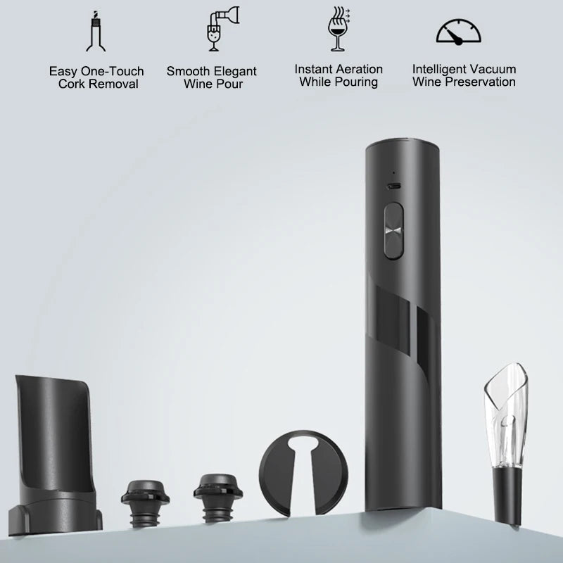 Rechargeable Electric Wine Opener + Vacuum Wine Pump 2 in 1 Design Luxury Wine Gift Kit