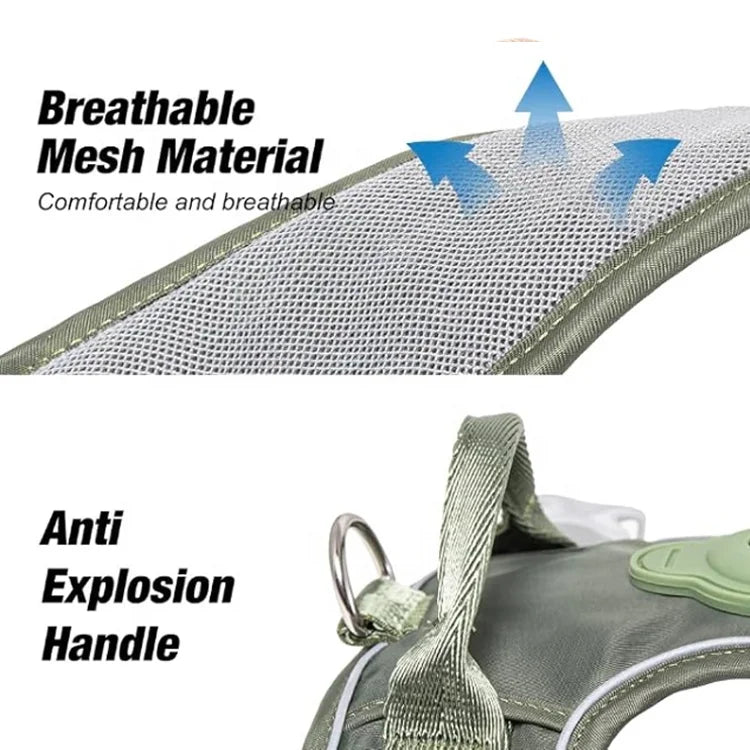 No-Pull Dog Harness with Airtag Pocket Durable Reflective Training Vest for Dog Safety