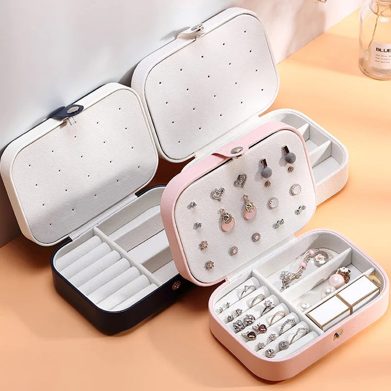 Small Travel Jewelry Organizer Custom Mini Pu Leather Ring Jewelry Box Jewelry Storage