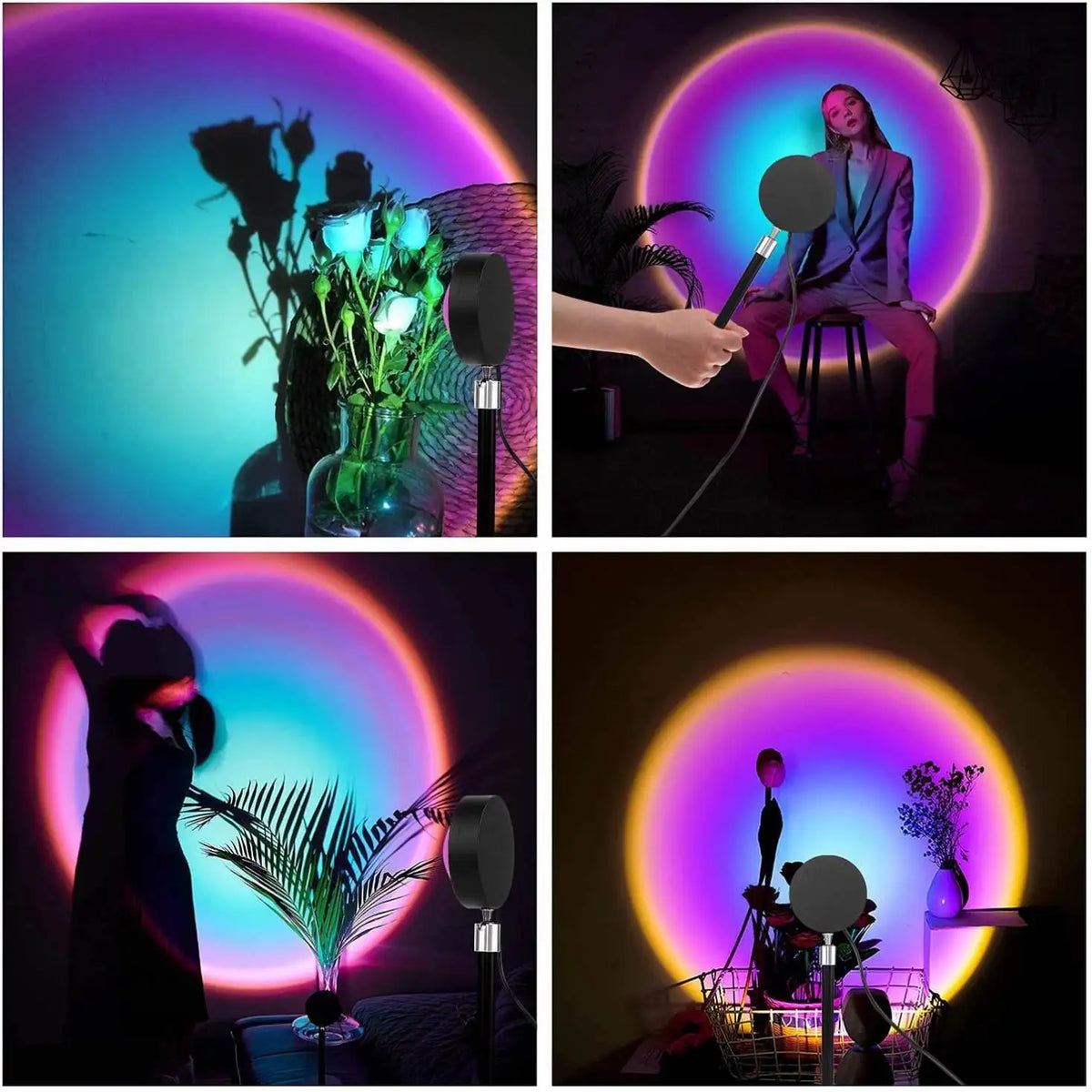 Led Rainbow Rgb Ufo Sunset Light Projection Lamp 360 Smart App Control 16 Colors Sunset