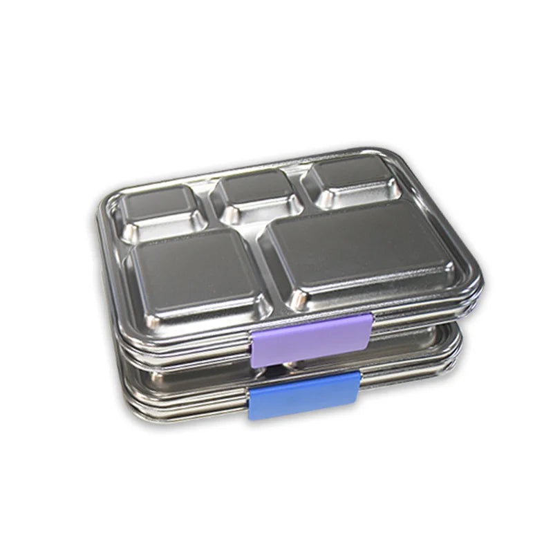 Durable 304 Stainless Steel 5-Compartment Bento Lunch Box Leakproof BPA Free 1240ml