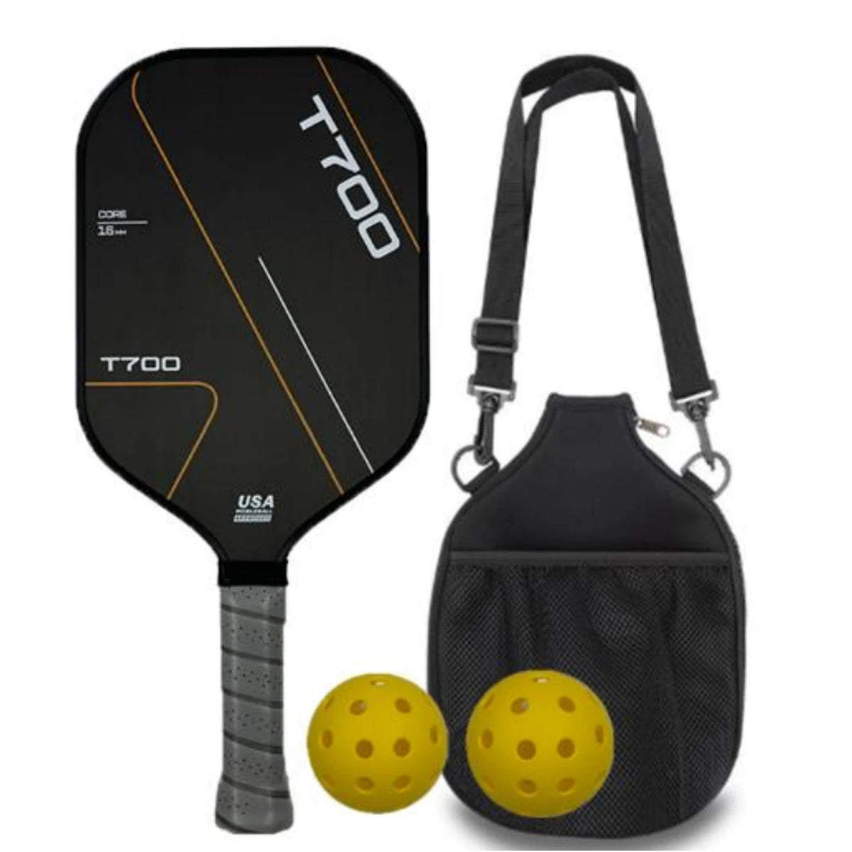 Pickleball Paddle Set Edgeless Carbon Fiber T700 16mm Honeycomb Core 40-Hole Durable