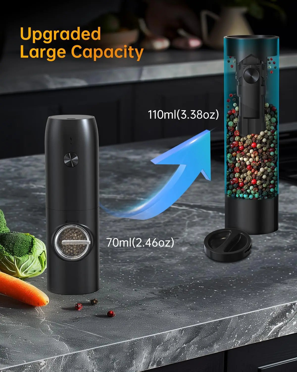 Rechargeable Salt and Pepper Grinder Set Electric Salt and Pepper Grinder Set