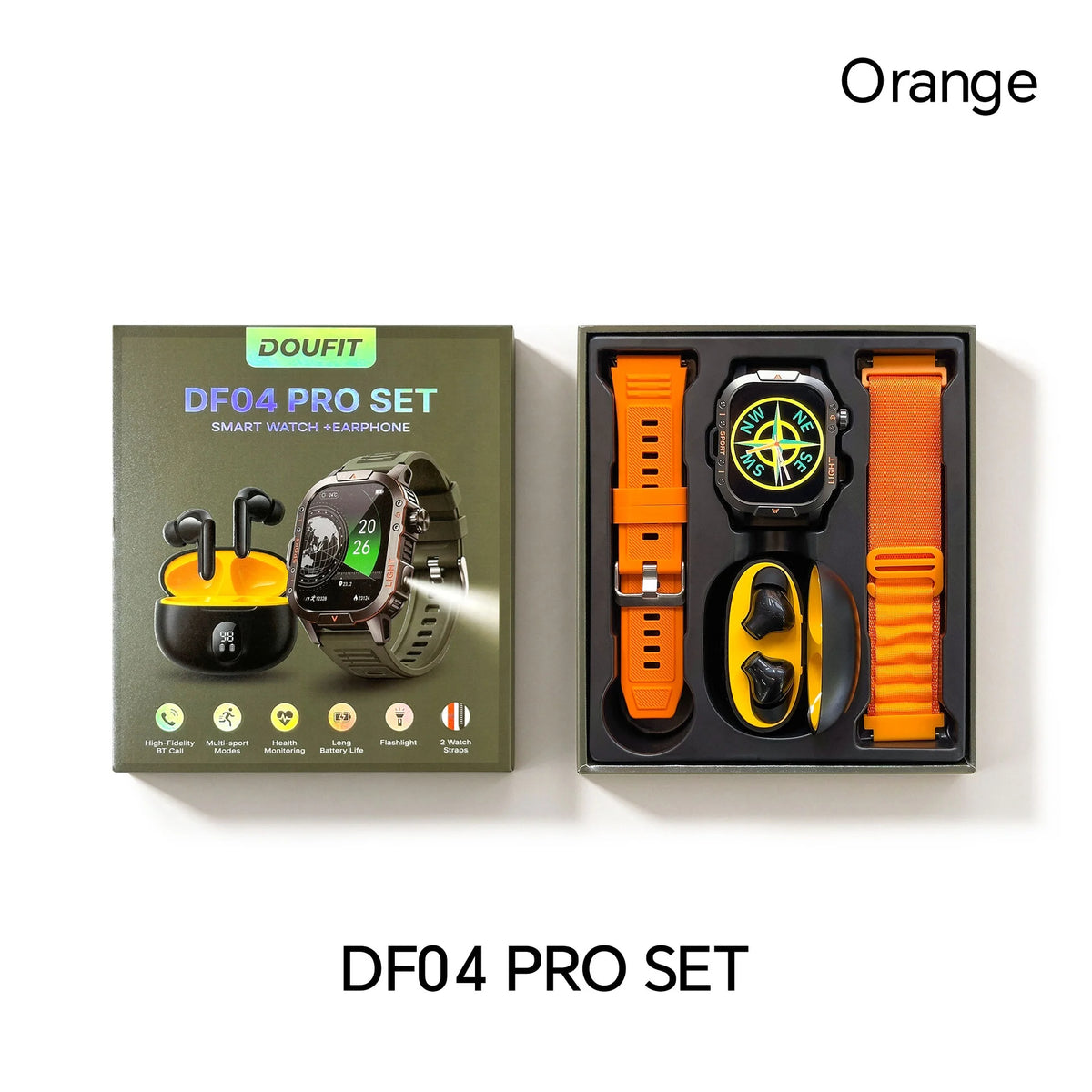 DF04 PRO Smart Watch Rugged SET Reloj Inteligente Dual Straps Outdoor Sport Flashlight