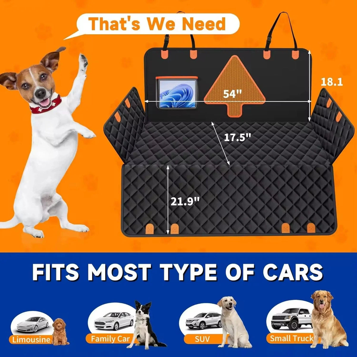 New Waterproof Dog Car Seat Cover 6-IN-1 600D Oxford Fabric Pet Back Seat Mat Scratch