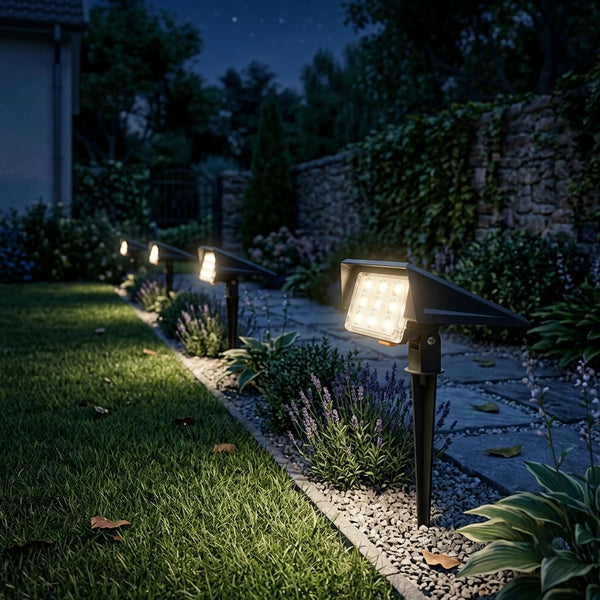 9 LED Solar Garden Stake Lights IP65 Waterproof Auto On Off for Pathway Lawn Decoration