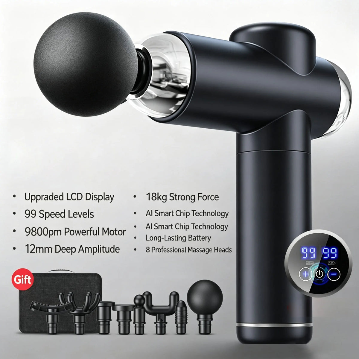 Massage Gun with 99 Speed Deep Tissue Muscle Vibration Hot and Cold Massage Head for Body
