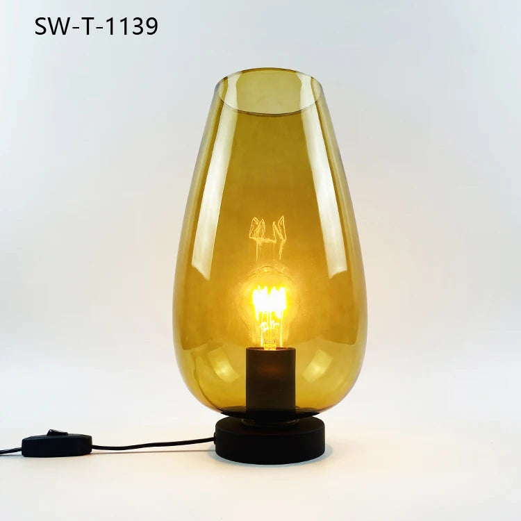 Led Bed Side Bedroom Modern Round Table Lamp Mushroom Lamp Glass Table Lamp
