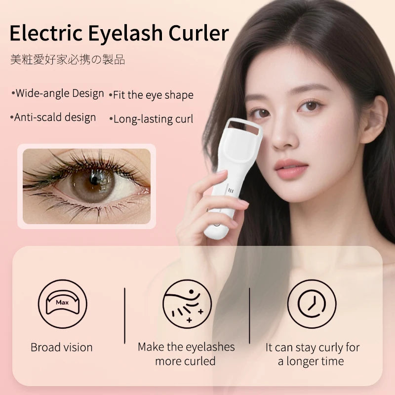 New Heated Lash Brush 360° Wand-Style Fast Heating Rechargeable Heated Eyelash Curler