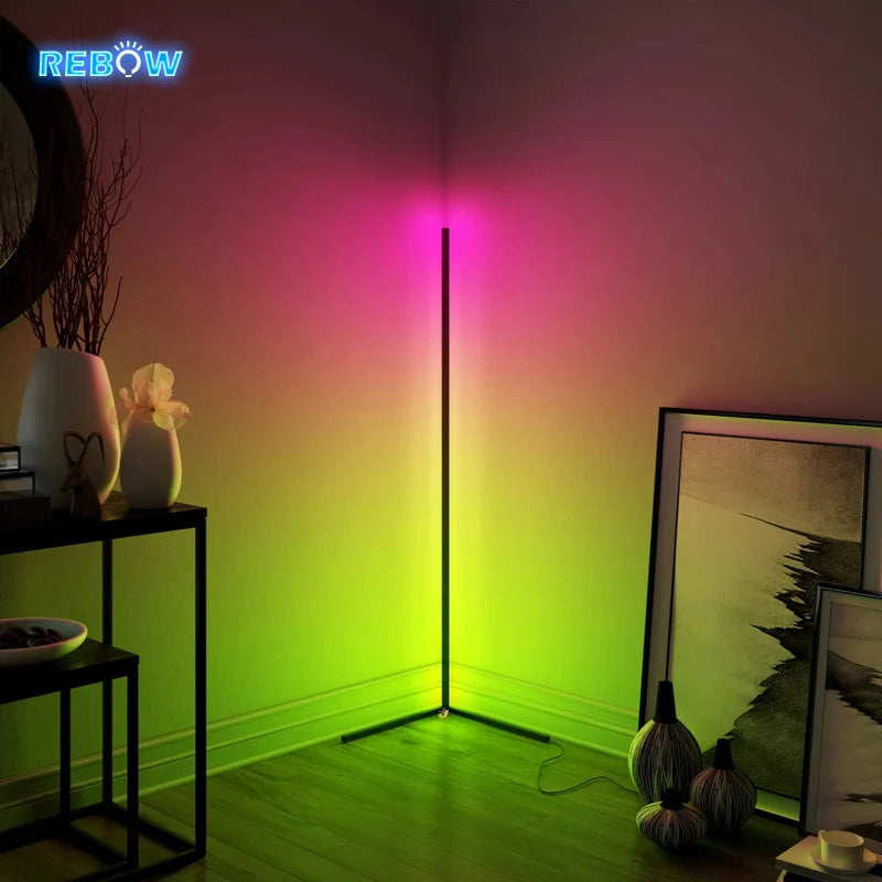 Dimmable Floor Lamp Modern RGB Remote Control LED Floor Standing Lamp Corner Light