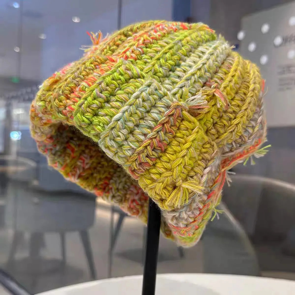 Colorful Handmade Crochet Knit Beanie Hats for Unisex Slouchy Streetwear Winter Hat Beach