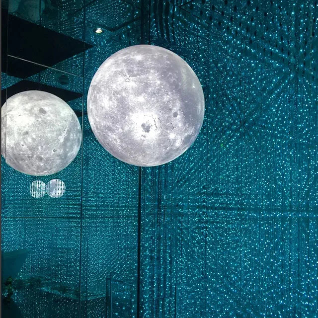 G-Lights Bespoke Creative Globe Moon Hanging Pendant Lamp LED 3D Printing Moon Chandelier