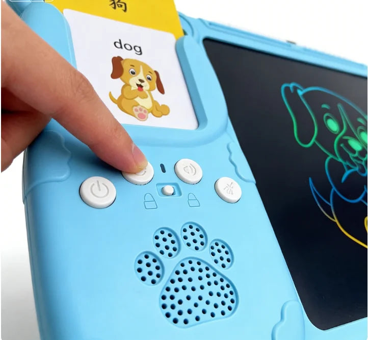 LCD Writing Tablet+Flash Card Talking 112 Cards Toddler Drawing Board Machine Early