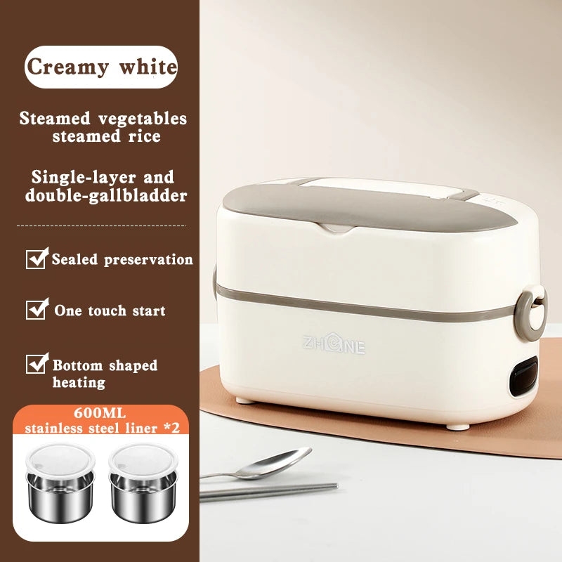 Electric Lunch Box 48W Low Power Back to School Stainless Steel Portable Electric Food