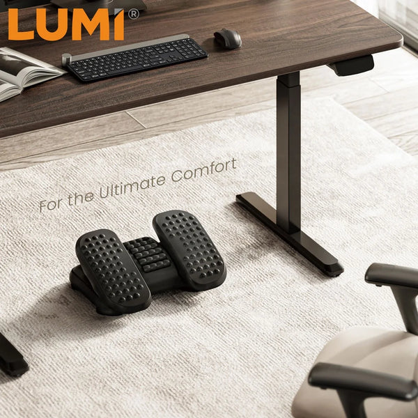 Ergonomic Foot Rest Under Desk Adjustable Massage Footrest With Split Pedals & Rollers