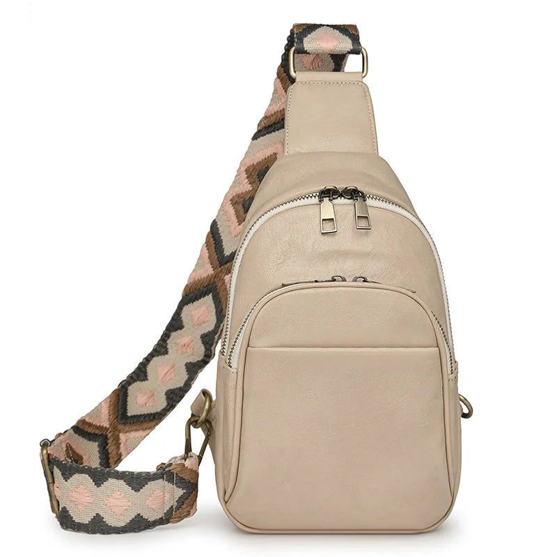 Designer PU Leather Waist Belt Bag Custom Luxury Bags Sling Crossbody Bag with Polyester