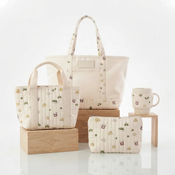 Quilted Tote Bag Set Puffer Makeup Bag Open Waterproof Reusable Sublimation Oversize
