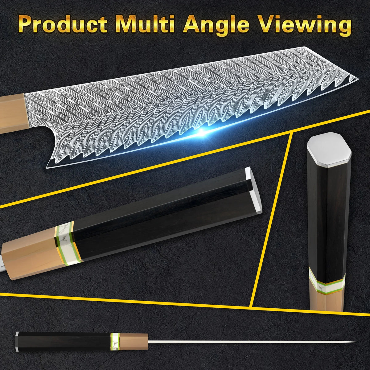 10% Off Superme Gyuto 8 Inch Damascus Japanese Kiritsuke Chef Knife With Ebony+Ox Horn