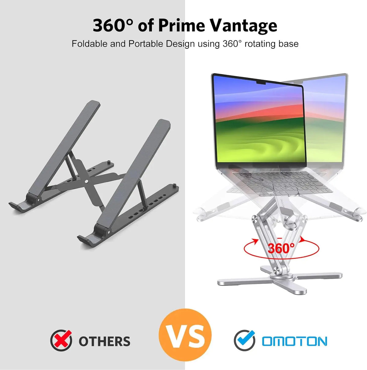 Ergonomic Adjustable Height Angles For Collaborative Work Compute Laptop Stand 360