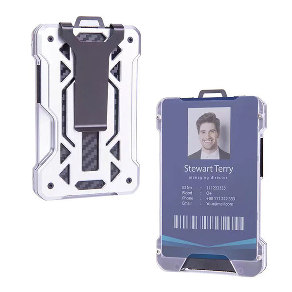 Thin Tactical RFID Blocking ID Card Holder Front Pocket Carbon Fiber Aluminum Metal Money