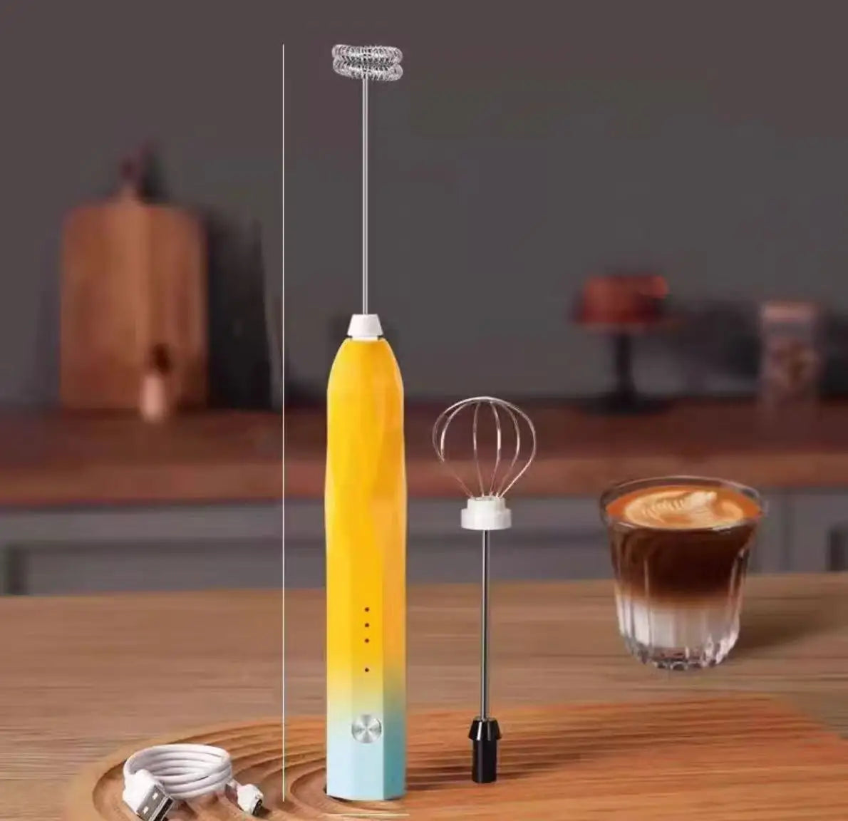 Handheld Electric Plastic Egg Beater Coffee Stirrer Milk Frother USB-Charged For Milk