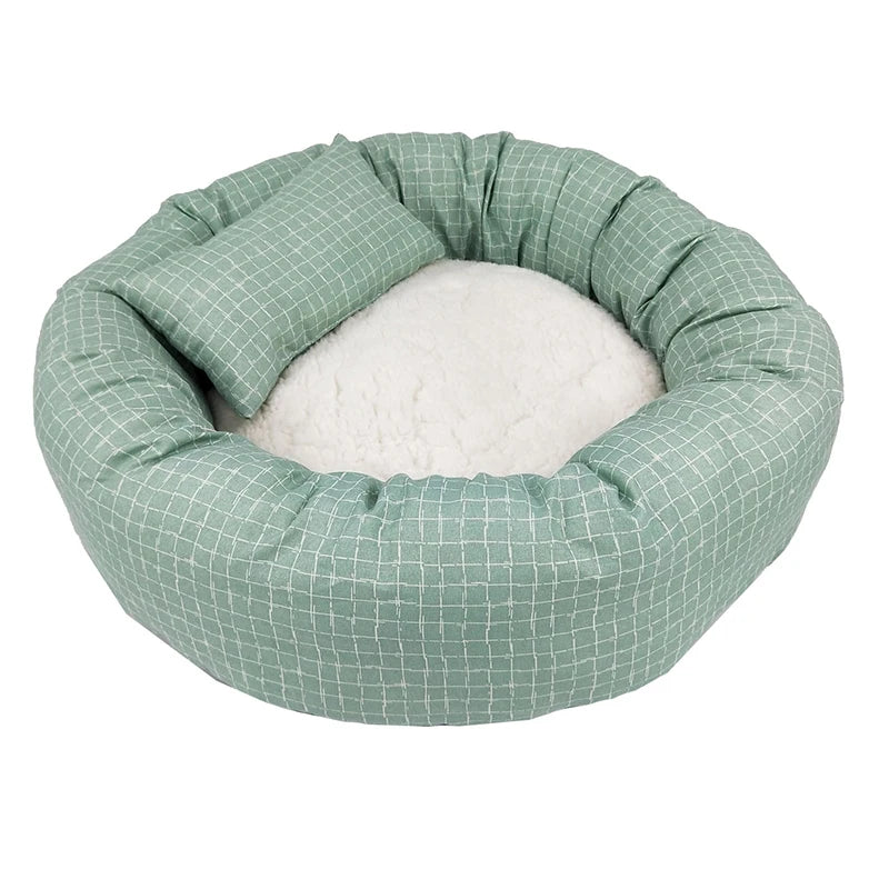 Custom Soft Washable Comfortable Round Donut Eco Friendly Luxury Solid Modern Cat Dog Bed