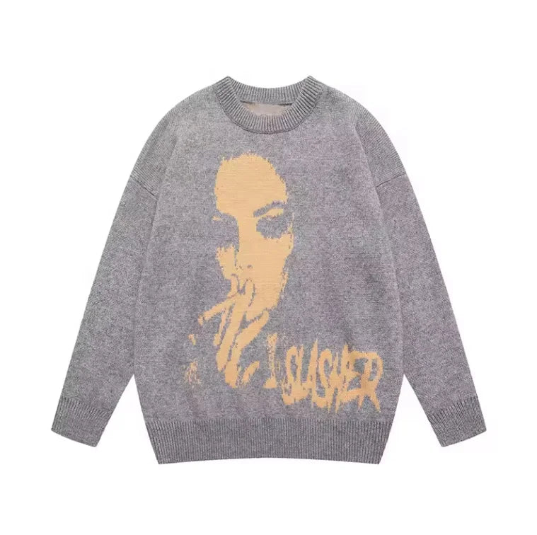 Knit Fashion Skeleton Thick Jacquard Jumpers Sweater for Men Knitwear Winter Knitted