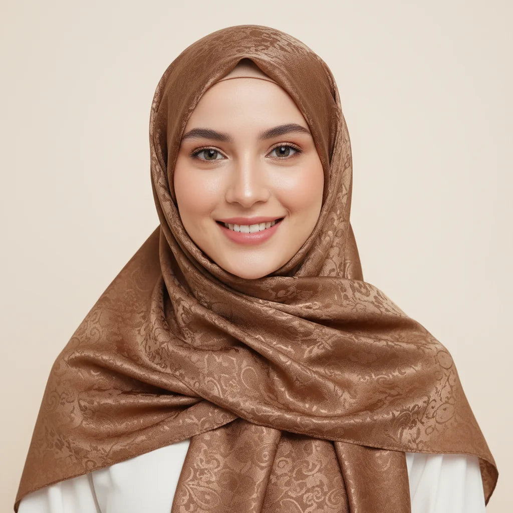 New Solid Color Satin Jacquard Long Scarf Breathable Soft Faux Silk