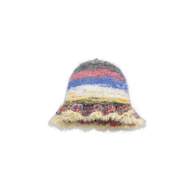 Winter Beanie Acrylic Knit Cuffed Plain Hats Plush Big Head Circumference Reversible
