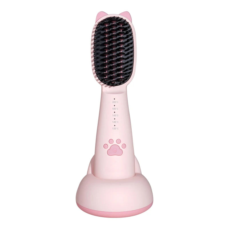 2 in 1 Portable Mini Hair Straightening USB Rechargeable Comb Hot Hair Straightener Brush