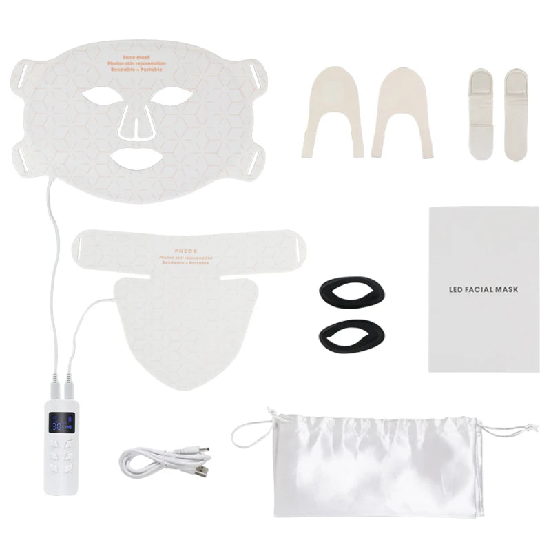 Silicone LED Face Mask with 4 Light Colors, 630nm Red and 850nm Infrared