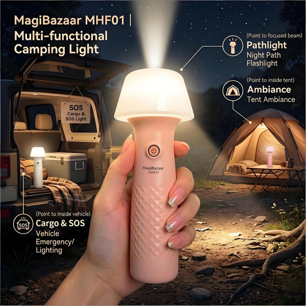 Bedside Night Light & Cordless Flashlight Type-C Rechargeable Portable Table Lamp