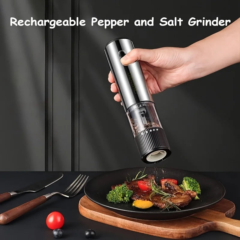 Electric Salt and Pepper Grinder Automatic Rechargeable Pepper Mill Shakers Adjustable