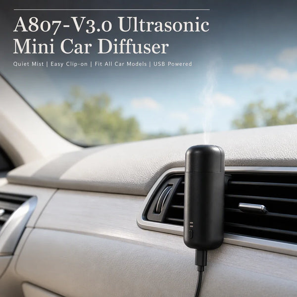 Waterless Car Vent Clip Diffuser with USB-C 5ml Capacity Universal Fit Aromatherapy Scent