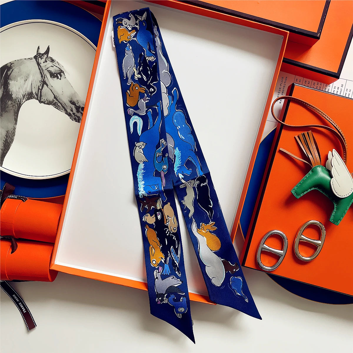 5*86 Cm Neck 100% Silk Scarf Custom Printing Scarves Designer Head Bag Women Stylish