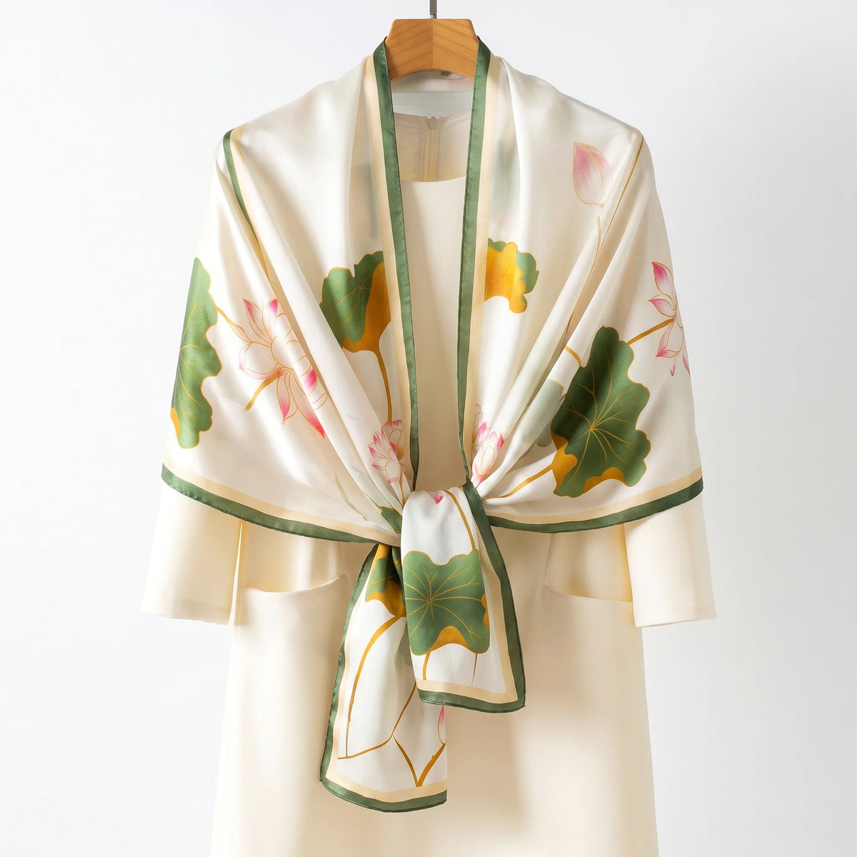 Luxury 100% Mulberry Silk Shawl for Women Custom Digital Print Vintage Floral Long Scarf