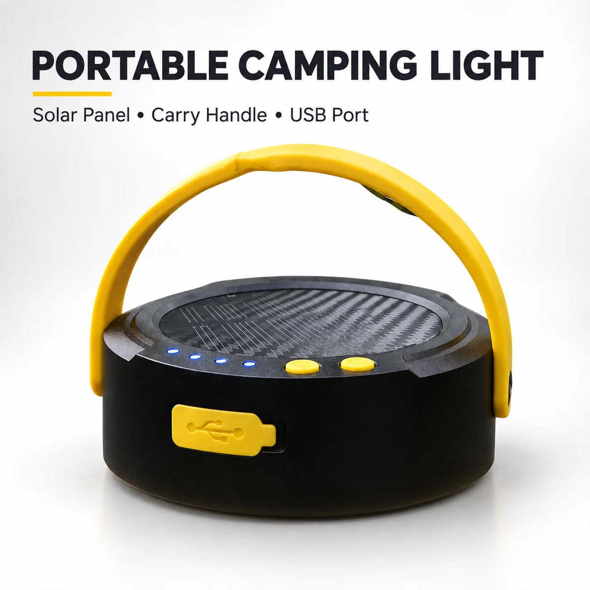 Solar Camping Lantern Type-C Rechargeable Waterproof IP67 Collapsible Tent Light