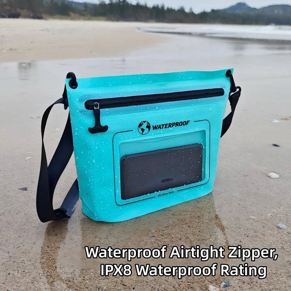 Portable Touchscreen Waterproof Crossbody Bag | Airtight Zipper Dry Bag for Outdoor