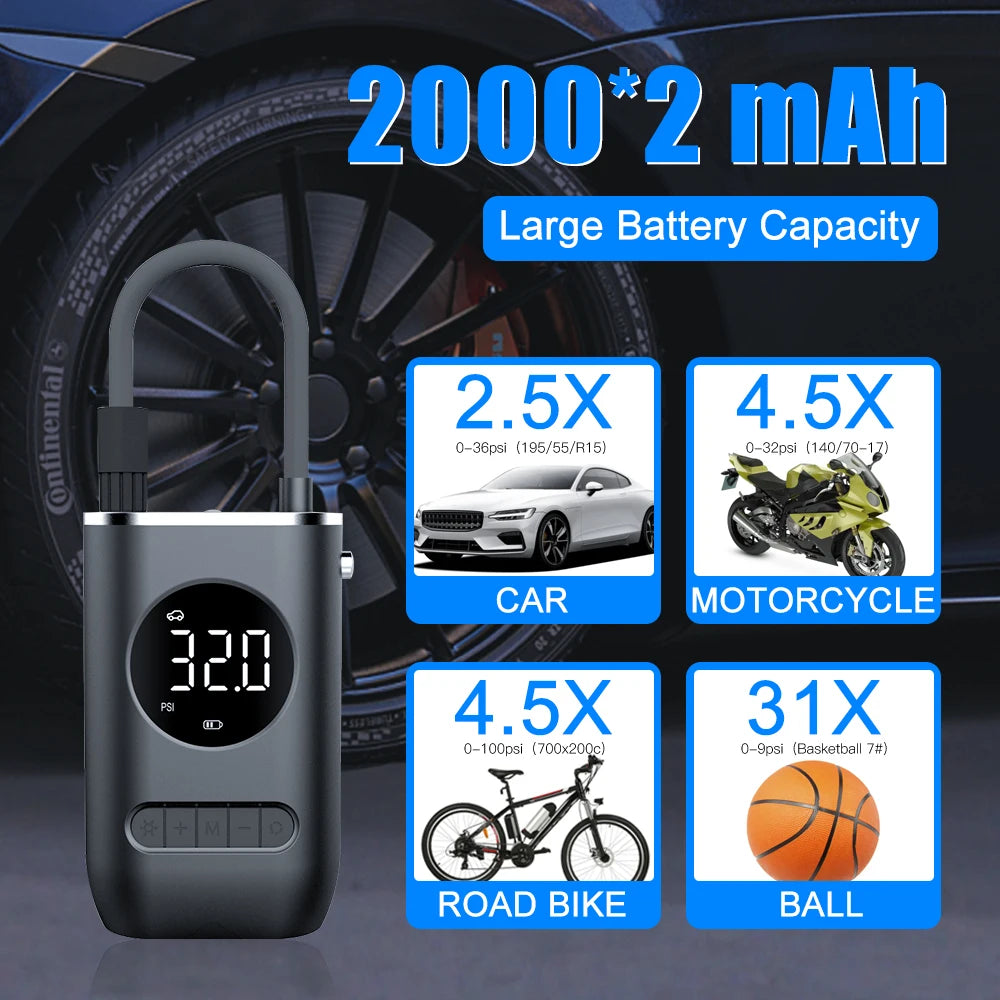 Automatic Rechargeable Electric Mini Digital Wireless Portable Cordless Tyre Inflator Car