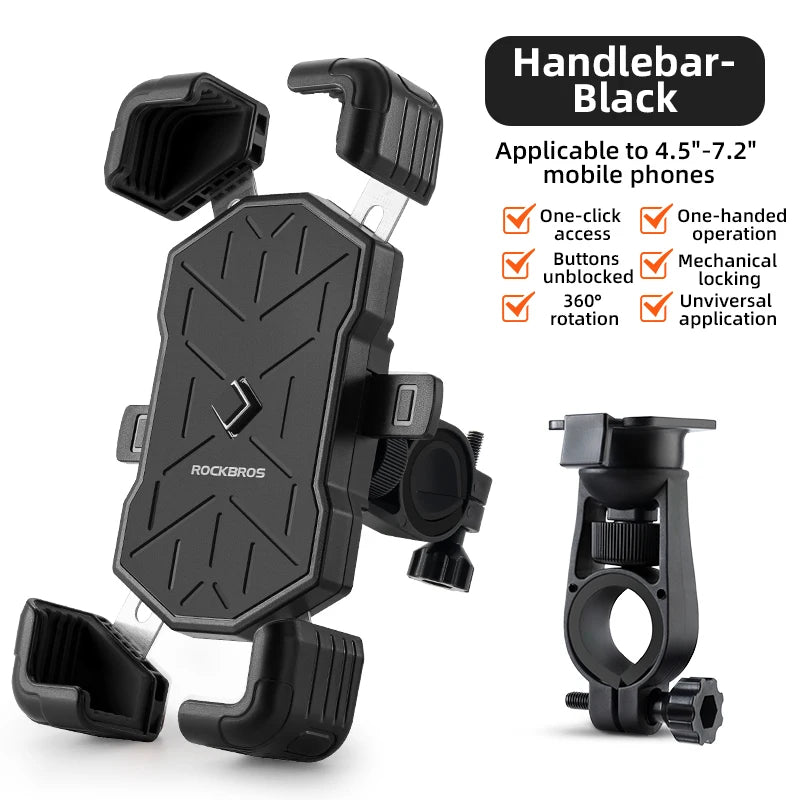 Bicycle Phone Holder Mount 360 Degree Adjustable Fit for 4.5-7.2 Inch Bike Handlebar Cell