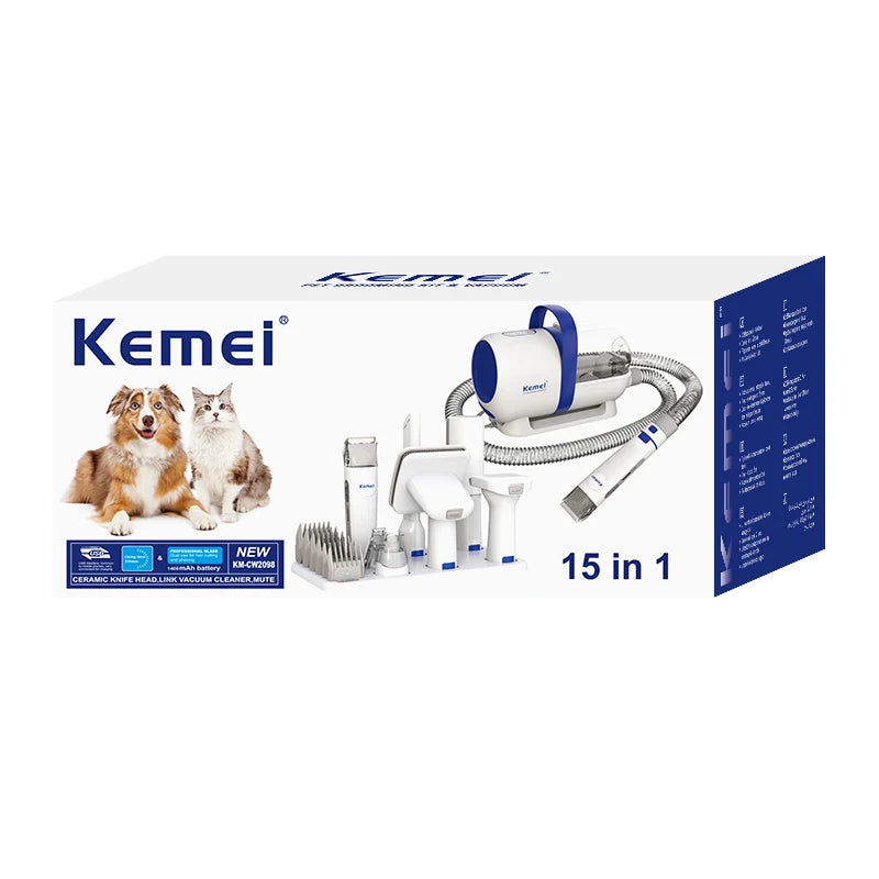 Km-cw2098 Vacuum Pet Grooming Kit with Clippers Trimmers Slicker Deshedding Brush Dog Cat
